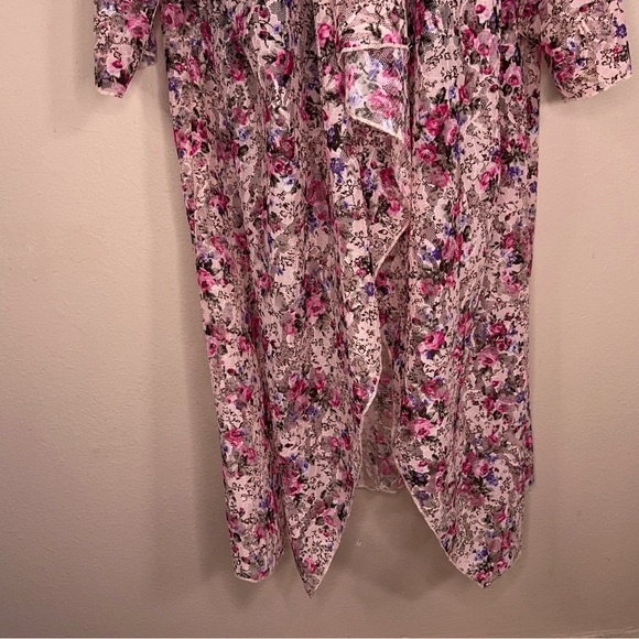 LARGE LULAROE PINK FLORAL LACE SHRUG FLOWY OPEN FRONT - Picture 4 of 11